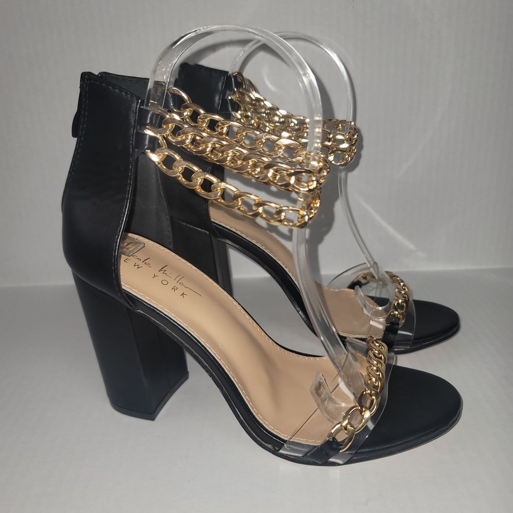 Nicole Miller‎ Gabriella Women's Heeled Sandals Pumps with Ankle Chain Strap 6.5 - Picture 2 of 9